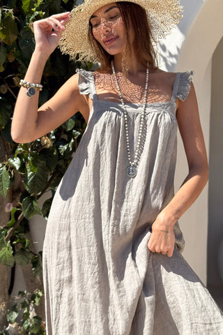 Lauretta pellavamekko, taupe