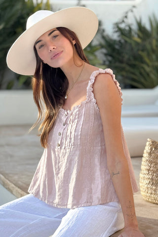 Leanna linen top, light pink