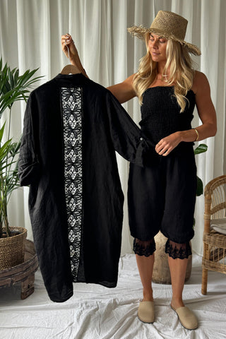 Louisa linen jacket, black 