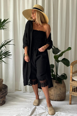 Louisa linen jacket, black 