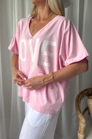 Love t-shirt, light pink-white