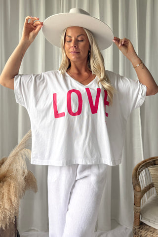 Love t-shirt, white-pink
