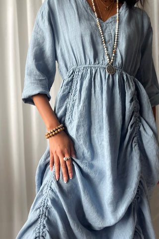 Maravilla pellavamekko, denim blue