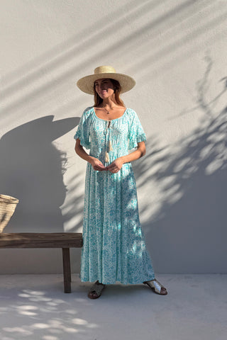Meryl viskoosimekko, eternal garden turquoise
