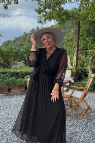 Monterosso tulle dress, black