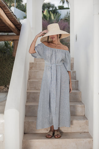 Moraira pellavamekko, blue stripe