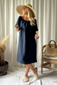 Moraira linen dress midi, navy