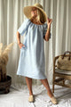 Moraira linen dress midi, oxford blue