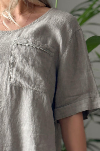 Oliva linen top, taupe