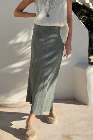 Pencil Slip linen skirt, camo