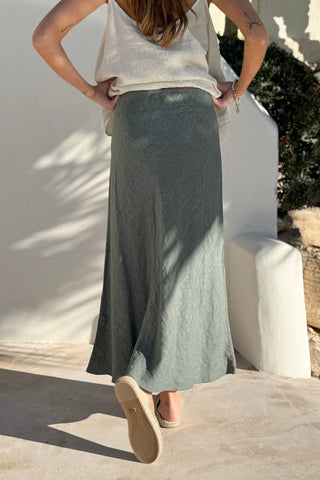 Pencil Slip linen skirt, camo