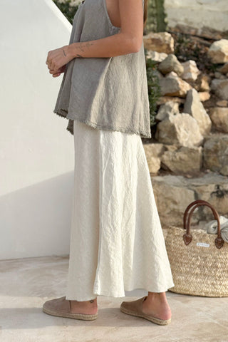 Pencil slip linen skirt, sand