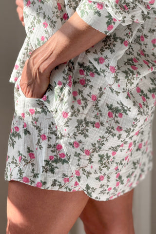 Remi puuvillashortsit, pink roses