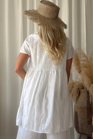 Rosella cotton dress, white