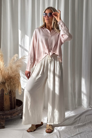 Satin Love satiinihousut, off white