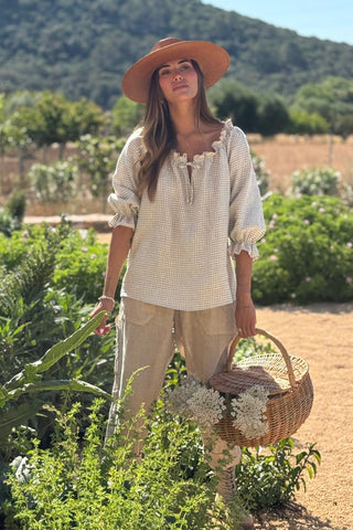 Sofia pellavapaita, beige check
