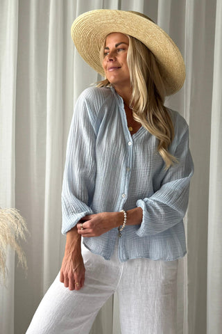 Soft Charm cotton shirt, light blue