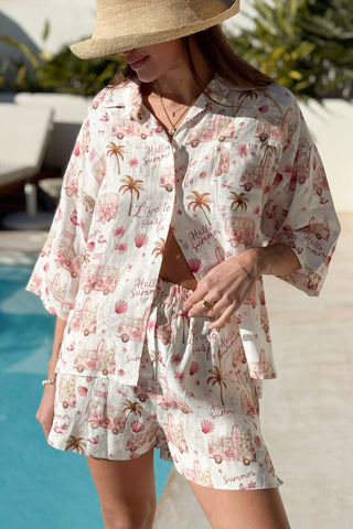Solera pellavashortsit, surf print