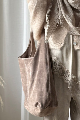 Tote suede bag, taupe