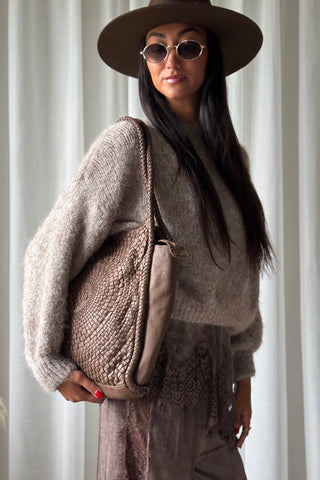 Boho Vintage nahkalaukku, taupe