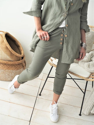 Mia linen blouse, camo green