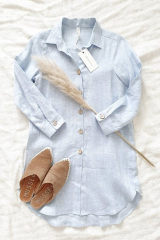 Mia linen blouse, oxford blue