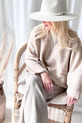 Angie alpakkaneule, beige
