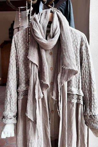 Crochet mesh puuvillahuivi, taupe