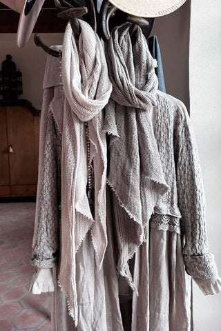Crochet mesh puuvillahuivi, taupe