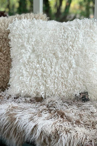 Wooly cushion, ivory