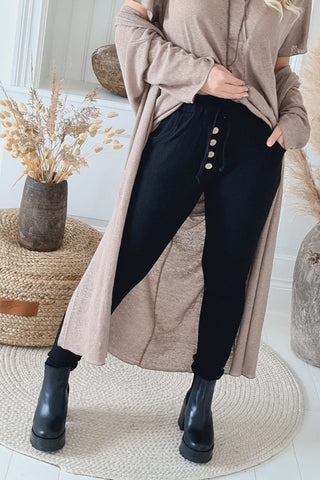 Bamboo button joggers, musta
